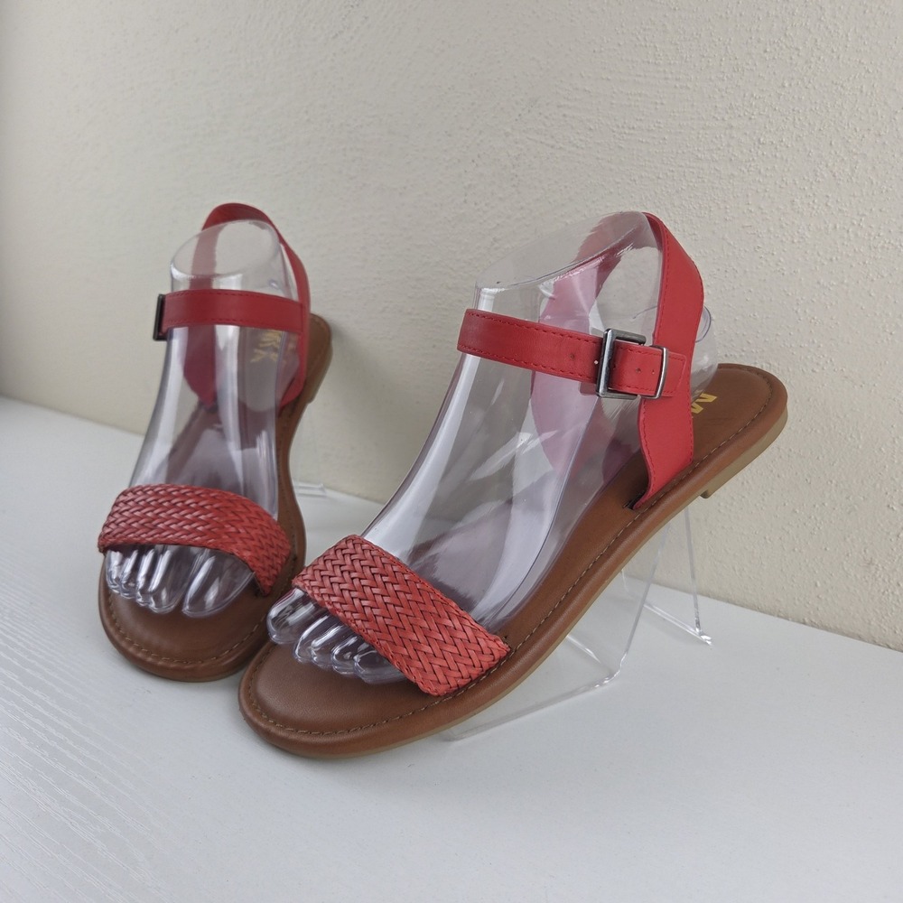 MIA Calista Braided Strap Buckle Stretch Red Sandals Women's Size 9 M NWOT